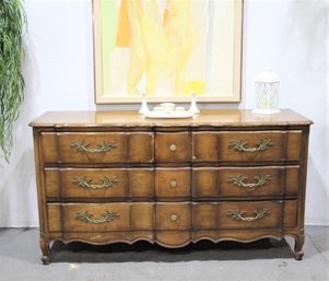 French Style Serpentine Front Nine Drawer Triple Dresser Good Quality