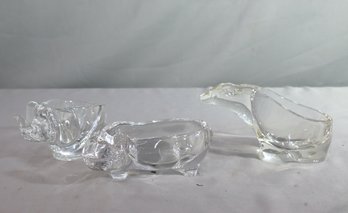 Group Lot Of Three (3) Saaki Glass Crystal Candy Dish