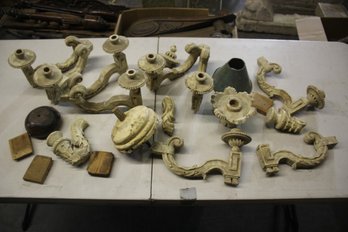 Group Lot Of Salvaged Wooden Candle Holder