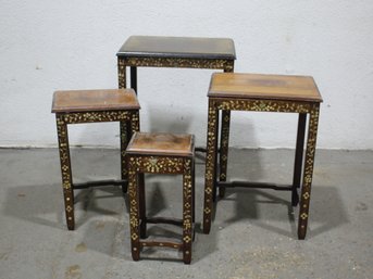 Quartet Of Elegance- Mother Of Pearl Inlaid Nesting Tables