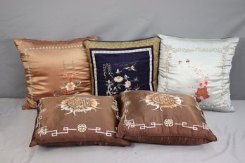 Group Lot Of Silk Small Pillows