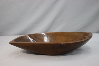 Vintage Mid-Century Modern Mexican Hand-carved Wooden Divided Two Section Bowl