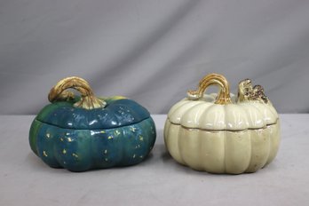 Autumn Squash Shaped Ceramic Candy Dishes, One Is 18 Carrots By Laura Kelly
