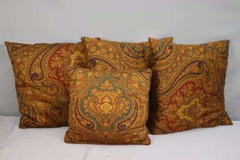 Three (3) Silk  Paisley Pillows