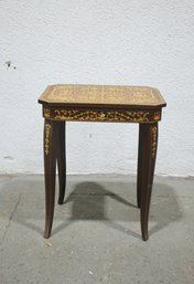 VTG Italian Marquetry Musical Side Table With Music Box