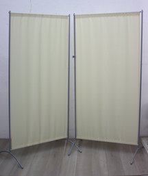 Two Fabric Panel Metal Frame Room Screens/Dividers