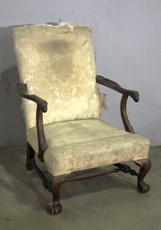 Antique Louis XIV Style Ball &  Claw Foot Arm Chair  - See Photos For Condition