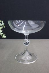 Coupe Shaped Glass Crystal Pedestal Bowl With Faceted Ball Stem