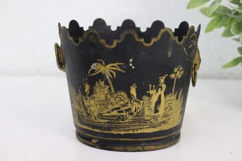 Vintage Monteith Shaped Toleware Chinoiserie Small Planter