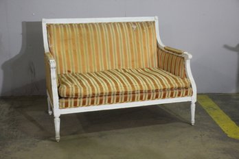Vintage Striped Upholstery Loveseat/Bench - See Photos For Condition