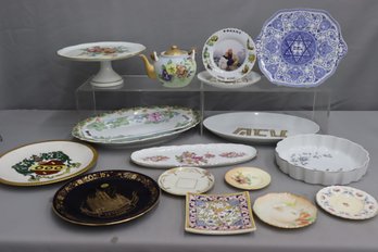 Group Lot Of Varied Themed And Commemorative China Servers And Plates