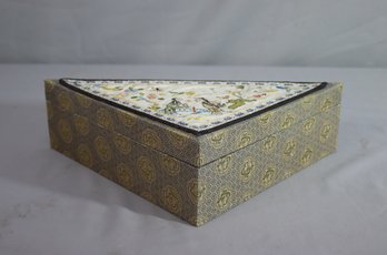 Vintage Japanese Decorative Fabric & Embroidery Triangular Box