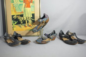 Three (3) Rieker Multi Color And Black   Mary Jane Shoes Size 40