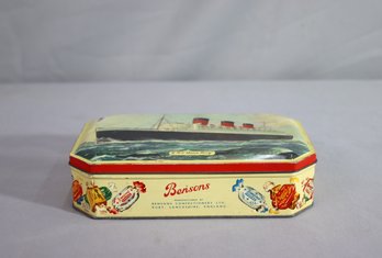 Vintage 40's R.M.S. Queen Mary Benson's English Choice Confections Candy Tin Litho Box