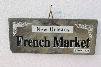 N'Awlins Souvenir Antique Slate Roof Tile - New Orleans French Market Sign