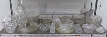 Shelf Lot Of A Lot Of Cut Glass And Crystal Tableware And Decorware