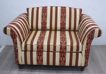 Roll Arm Oversized Lounge Chair With Striped Upholstery