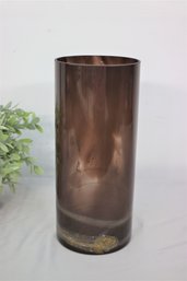 Vintage Brown Cylinder Style Art Glass Vase