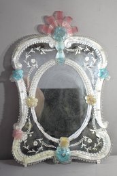 Vintage Colorful Art Glass Venetian Mirror -missing One Panel