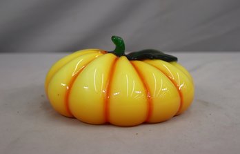 Murano-Style Hand Blown Yellow & Orange Pumpkin Figurine
