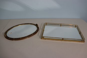 Pair Of Mirror Dresser Trays