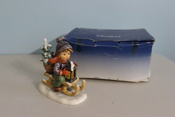 Hummel Figurines Ride INTO Christmas With Box