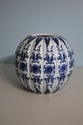 Blue & WhiteFloral Large Pumpkin Shaped  Vase