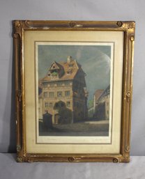 'Vintage Signed Print Of Albrecht Drer's House - Framed Artwork'