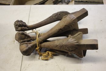 Four (4) Antique Carved Oak Supports Legs