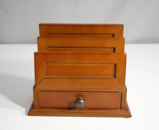 Vintage Wooden Desk Organizer With Drawer