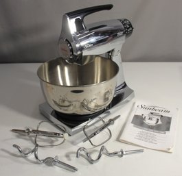 Vintage Sunbeam Mixmaster  Chrome 12 Speed Mixer 2 Dough Beaters Bowl