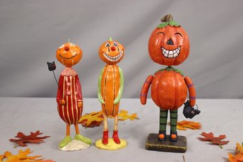 Trio Of Pumpkin/Gourd Halloween Decoration Small Figurines