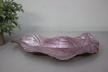 Pink Metallic Leaf Form Tray