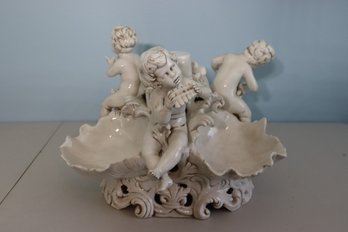 Italian White Porcelain Centerpiece- Missing The Top Piece