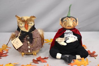 Gathered Traditions By Joe Spencer Owl And Vampire Figurines