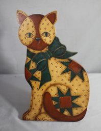 Vintage Hand Painted Wood Cat Cutout Home Decor-signed