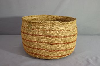Vintage Woven Rattan Multi Striped Basket