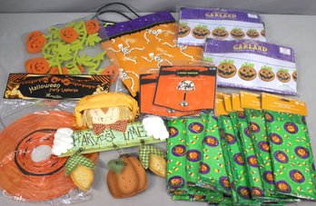 Group Lot Of Varied Halloween Decorations, Most Still In Sealed Bags