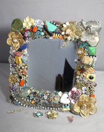 'Unique Jeweled Framed Mirror - One-of-a-Kind Decorative Piece'
