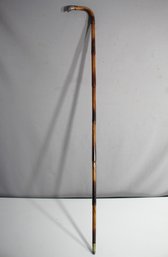 Vintage Bamboo Walking Cane With Sterling Silver Handle