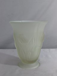 Vintage Satin Glass Bas Relief Tulip Vase