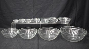 'Set Of 11 Duralex Glass Mixing Bowls - Various Sizes'