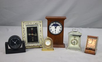 Group Lot Of 6 Vintage Shelf/mantle And Night Stand Clocks
