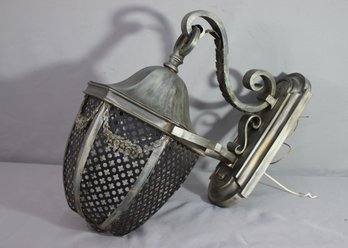 Vintage Black And Silver Hard-wired Wall Lantern