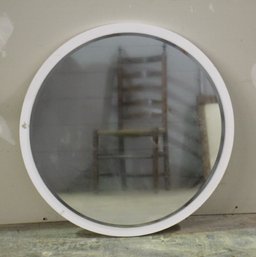 White  Round Disc Wall Mirror  - See Photos For Condition