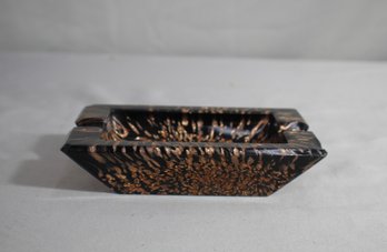 Murano Mid Century  Ashtray Black With Copper Flecks