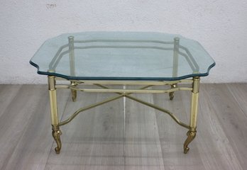 Regency Style Brass Plated  Base Glass Top Coffee Table ,decorative Quality