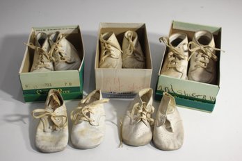 Group Lot Of Vintage Leather Baby Shoes