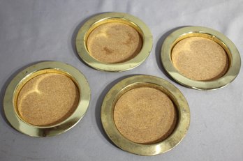 Set Of 4 Vintage Brass  Coasters