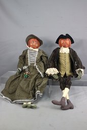 Pumpkin Head Man & Pumpkin Head Woman In Victorian Dress Figurines